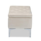 Mabel Modern and Contemporary Transitional Beige Velvet Fabric Upholstered Silver Finished Storage Ottoman FredCo