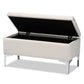 Mabel Modern and Contemporary Transitional Beige Velvet Fabric Upholstered Silver Finished Storage Ottoman FredCo