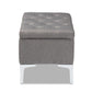 Mabel Modern and Contemporary Transitional Grey Fabric Upholstered and Silver Finished Metal Storage Ottoman FredCo