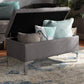 Mabel Modern and Contemporary Transitional Grey Fabric Upholstered and Silver Finished Metal Storage Ottoman FredCo