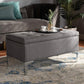 Mabel Modern and Contemporary Transitional Grey Fabric Upholstered and Silver Finished Metal Storage Ottoman FredCo