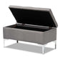 Mabel Modern and Contemporary Transitional Grey Fabric Upholstered and Silver Finished Metal Storage Ottoman FredCo