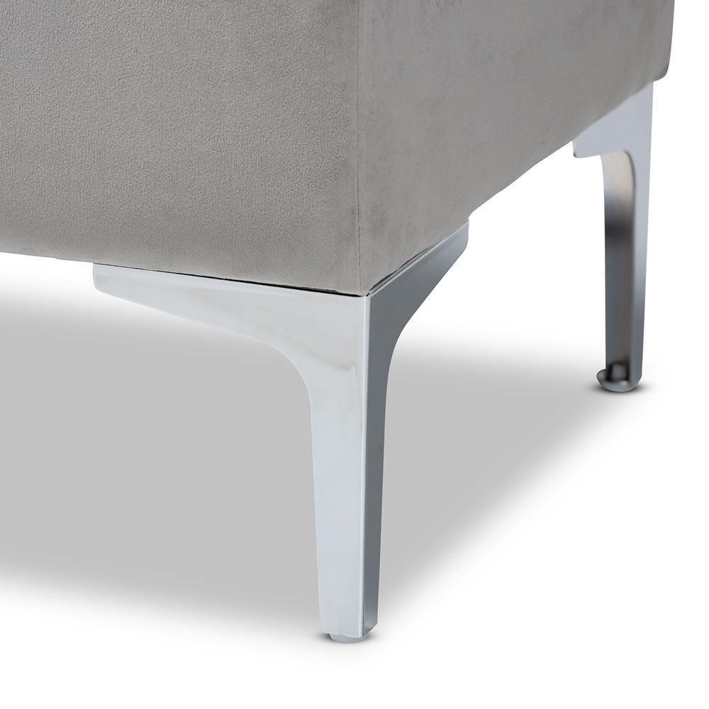Mabel Modern and Contemporary Transitional Grey Velvet Fabric Upholstered Silver Finished Storage Ottoman FredCo