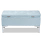 Mabel Modern and Contemporary Transitional Light Blue Velvet Fabric Upholstered Silver Finished Storage Ottoman FredCo