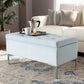 Mabel Modern and Contemporary Transitional Light Blue Velvet Fabric Upholstered Silver Finished Storage Ottoman FredCo