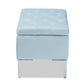 Mabel Modern and Contemporary Transitional Light Blue Velvet Fabric Upholstered Silver Finished Storage Ottoman FredCo