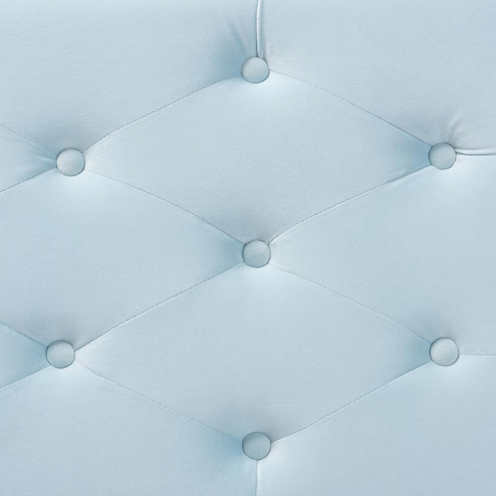 Mabel Modern and Contemporary Transitional Light Blue Velvet Fabric Upholstered Silver Finished Storage Ottoman FredCo