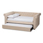 Mabelle Modern and Contemporary Beige Fabric Upholstered Full Size Daybed with Trundle FredCo