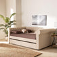 Mabelle Modern and Contemporary Beige Fabric Upholstered Full Size Daybed with Trundle FredCo