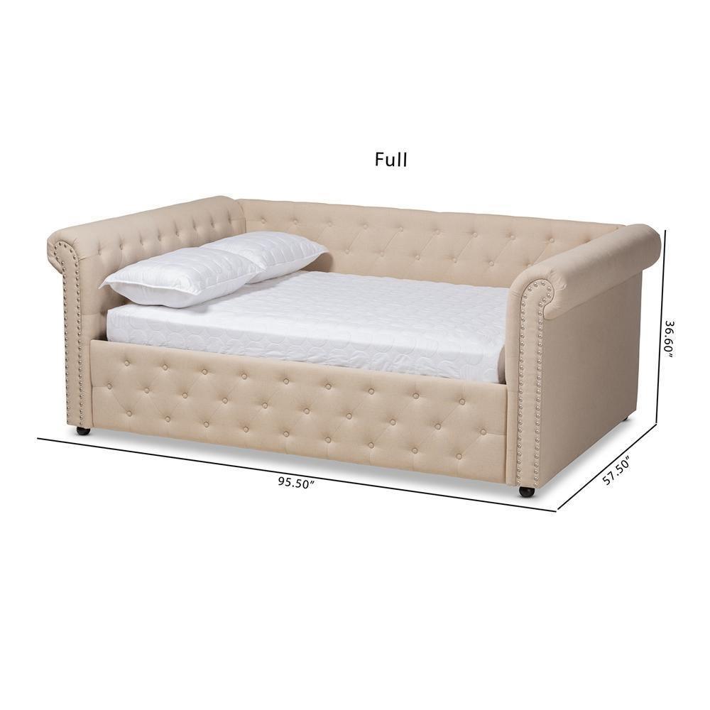 Mabelle Modern and Contemporary Beige Fabric Upholstered Queen Size Daybed FredCo