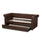 Mabelle Modern and Contemporary Brown Faux Leather Upholstered Daybed with Trundle FredCo