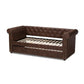 Mabelle Modern and Contemporary Brown Faux Leather Upholstered Daybed with Trundle FredCo