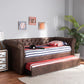 Mabelle Modern and Contemporary Brown Faux Leather Upholstered Daybed with Trundle FredCo