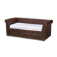 Mabelle Modern and Contemporary Brown Faux Leather Upholstered Daybed with Trundle FredCo