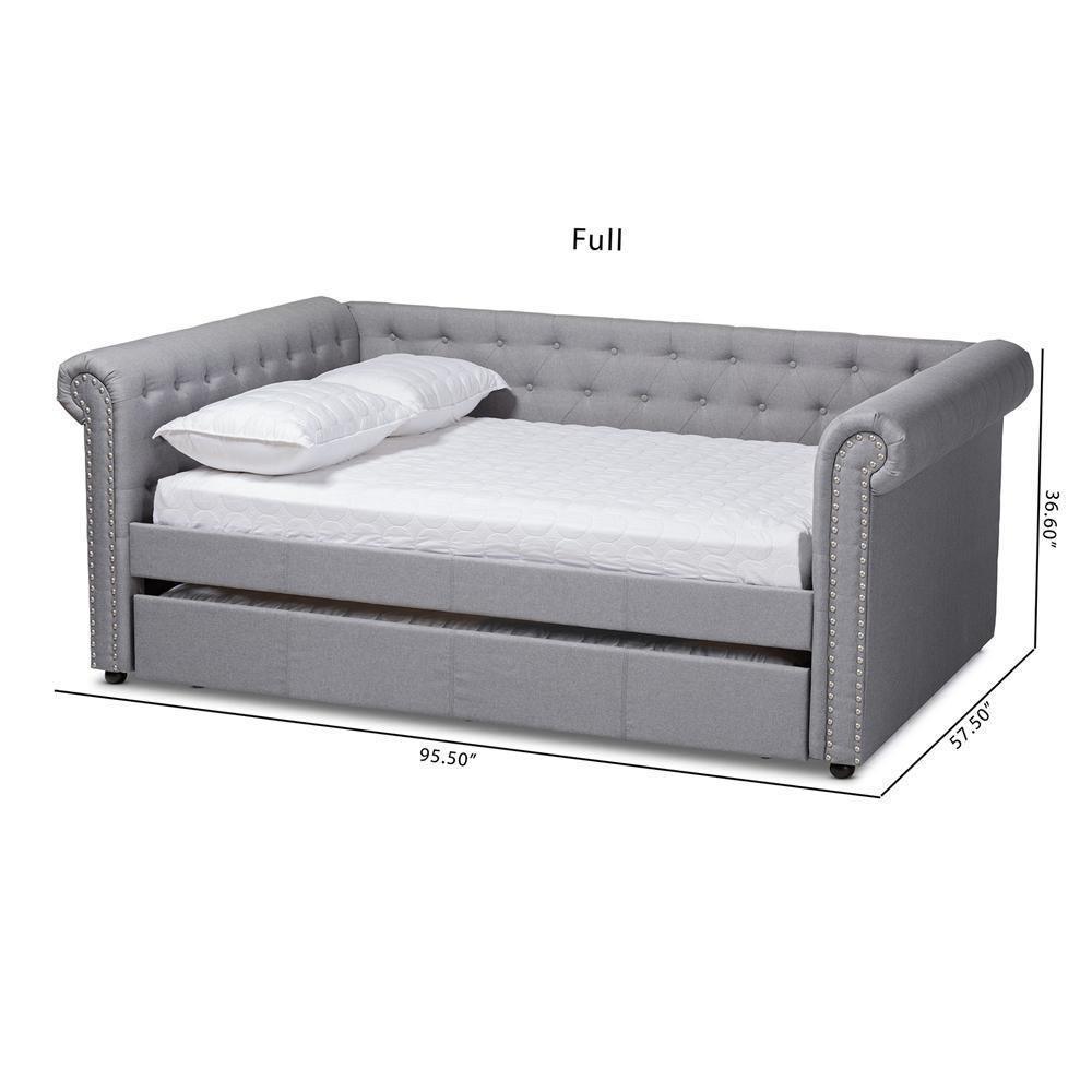 Mabelle Modern and Contemporary Gray Fabric Upholstered Full Size Daybed with Trundle FredCo