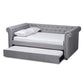 Mabelle Modern and Contemporary Gray Fabric Upholstered Full Size Daybed with Trundle FredCo