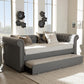 Mabelle Modern and Contemporary Grey Fabric Trundle Daybed FredCo