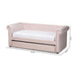 Mabelle Modern and Contemporary Light Pink Velvet Upholstered Daybed with Trundle FredCo