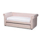 Mabelle Modern and Contemporary Light Pink Velvet Upholstered Daybed with Trundle FredCo