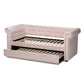 Mabelle Modern and Contemporary Light Pink Velvet Upholstered Daybed with Trundle FredCo