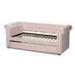 Mabelle Modern and Contemporary Light Pink Velvet Upholstered Daybed with Trundle FredCo