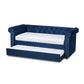 Mabelle Modern and Contemporary Navy Blue Velvet Upholstered Daybed with Trundle FredCo