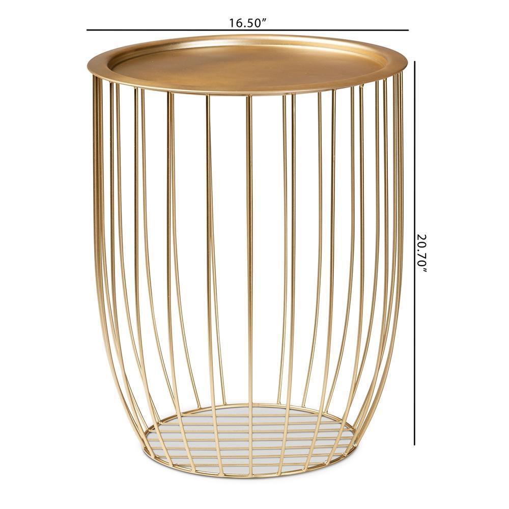 Mabon Modern and Contemporary Gold Finished Metal End Table FredCo