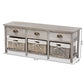 Mabyn Modern and Contemporary Light Grey Finished Wood 3-Drawer Storage Bench with Baskets FredCo