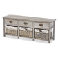 Mabyn Modern and Contemporary Light Grey Finished Wood 3-Drawer Storage Bench with Baskets FredCo
