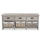 Mabyn Modern and Contemporary Light Grey Finished Wood 3-Drawer Storage Bench with Baskets FredCo