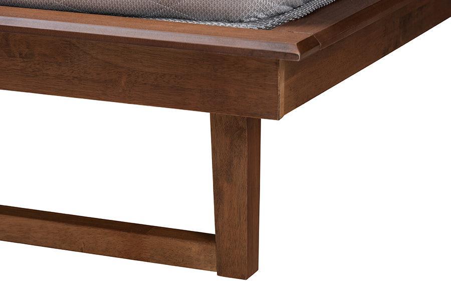 Macayle Mid-Century Modern Ash Walnut Finished Wood King Size Platform Bed FredCo