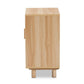Maclean Mid-Century Modern Rattan and Natural Brown Finished Wood 1-Door Nightstand FredCo