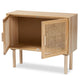Maclean Mid-Century Modern Rattan and Natural Brown Finished Wood 2-Door Sideboard Buffet FredCo