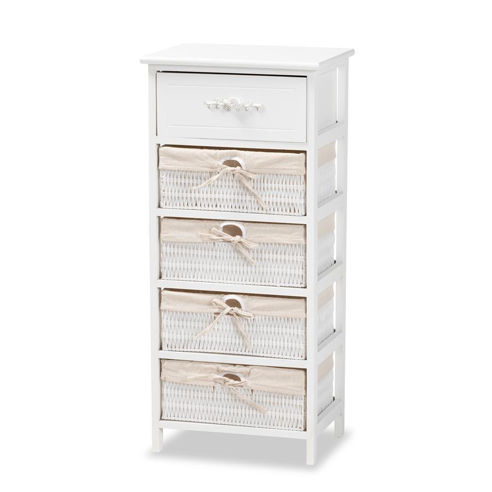 Madelia Modern and Contemporary White Finished Wood and 1-Drawer Storage Unit FredCo