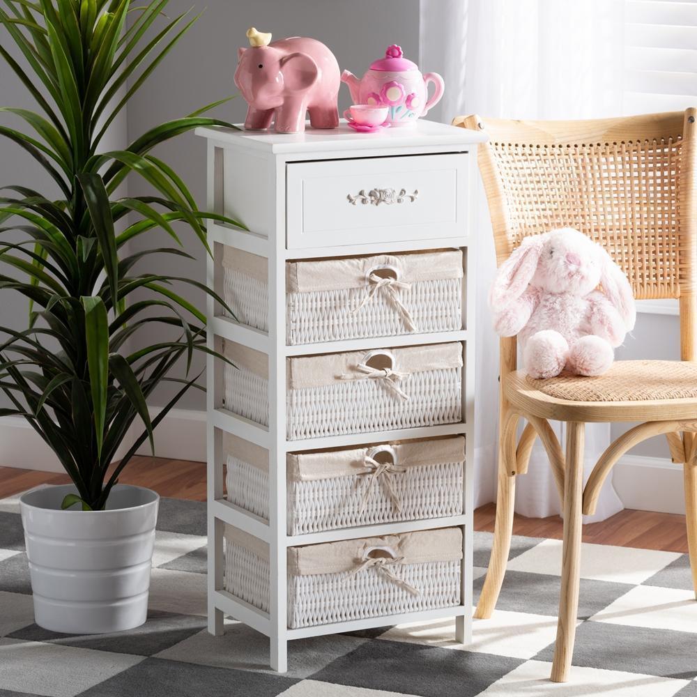 Madelia Modern and Contemporary White Finished Wood and 1-Drawer Storage Unit FredCo