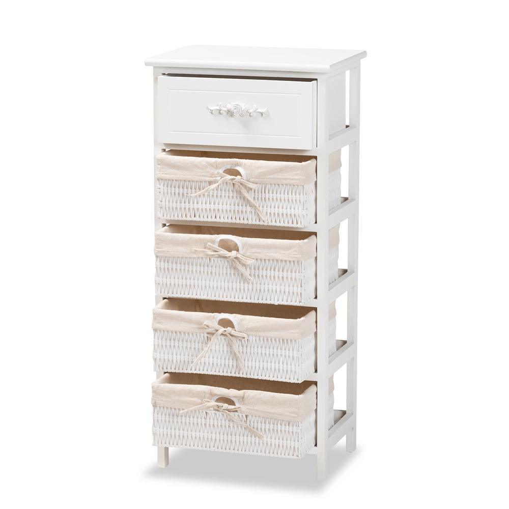 Madelia Modern and Contemporary White Finished Wood and 1-Drawer Storage Unit FredCo