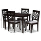 Mael Modern and Contemporary Grey Fabric Upholstered Espresso Brown Finished 5-Piece Wood Dining Set FredCo