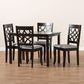 Mael Modern and Contemporary Grey Fabric Upholstered Espresso Brown Finished 5-Piece Wood Dining Set FredCo
