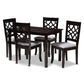 Mael Modern and Contemporary Grey Fabric Upholstered Espresso Brown Finished 5-Piece Wood Dining Set FredCo