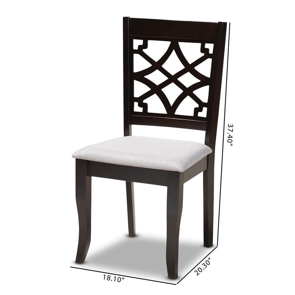 Mael Modern and Contemporary Grey Fabric Upholstered Espresso Brown Finished Wood Dining Chair (Set of 4) FredCo