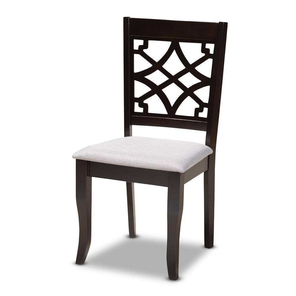 Mael Modern and Contemporary Grey Fabric Upholstered Espresso Brown Finished Wood Dining Chair (Set of 4) FredCo