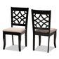 Mael Modern and Contemporary Sand Fabric Upholstered and Espresso Brown Finished Wood 2-Piece Dining Chair Set FredCo