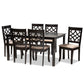 Mael Modern and Contemporary Sand Fabric Upholstered and Espresso Brown Finished Wood 7-Piece Dining Set FredCo