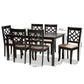 Mael Modern and Contemporary Sand Fabric Upholstered and Espresso Brown Finished Wood 7-Piece Dining Set FredCo