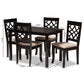 Mael Modern and Contemporary Sand Fabric Upholstered Espresso Brown Finished 5-Piece Wood Dining Set FredCo