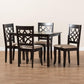 Mael Modern and Contemporary Sand Fabric Upholstered Espresso Brown Finished 5-Piece Wood Dining Set FredCo