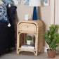Magni Modern Bohemian Natural Brown Rattan 1-Drawer Nightstand FredCo