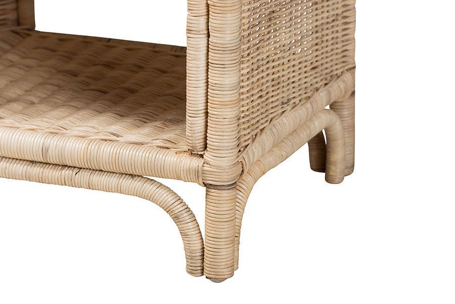 Magni Modern Bohemian Natural Brown Rattan 1-Drawer Nightstand FredCo