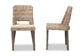 Magy Modern Bohemian Grey Rattan and Natural Brown Finished Wood 2-Piece Dining Chair Set FredCo