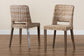Magy Modern Bohemian Grey Rattan and Natural Brown Finished Wood 2-Piece Dining Chair Set FredCo